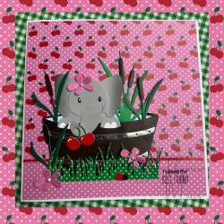 A4 papier (knalrose met rode kers)