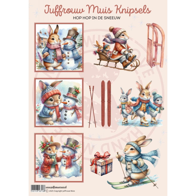 Juffrouw Muis Knipsel - Hop Hop in de sneeuw