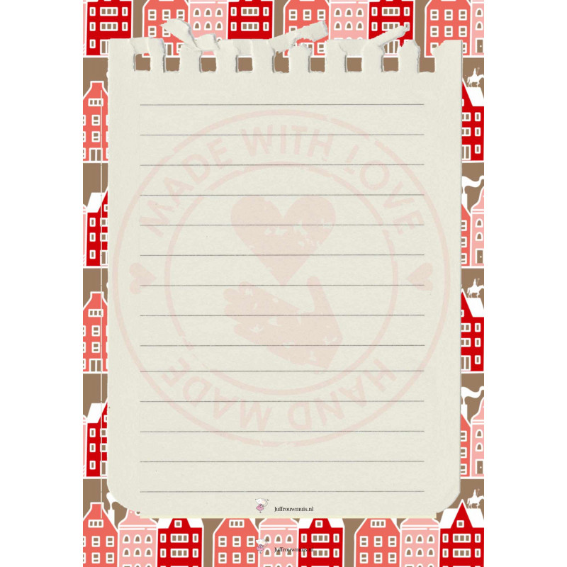 Juffrouw Muis Sinterklaas schrijfpapier - Grachtenpandjes