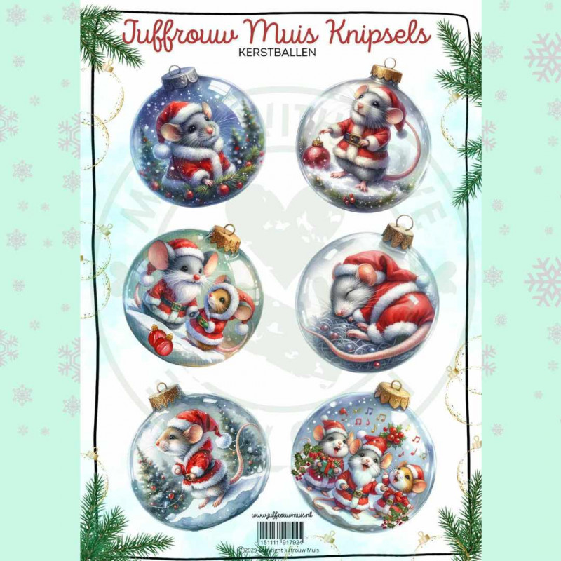 Juffrouw Muis Knipsel - Kerstballen