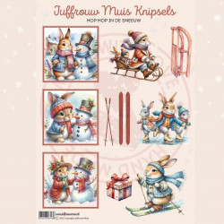 Juffrouw Muis Knipsel - Hop Hop in de sneeuw