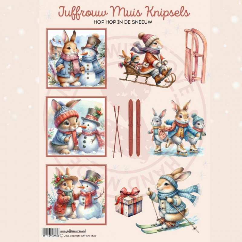 Juffrouw Muis Knipsel - Hop Hop in de sneeuw