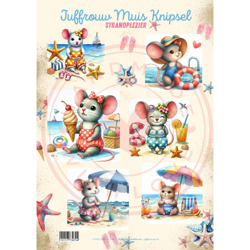 Juffrouw Muis Knipsel - Strandplezier