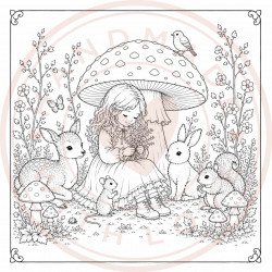 Juffrouw Muis - Coloring Pad - Mushroom Meadow