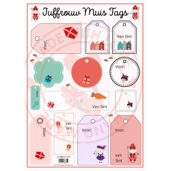 Juffrouw Muis Knipsel - Sinterklaas Tags