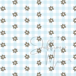 A4 papier (boerderij ruitje bloem - babyblauw)