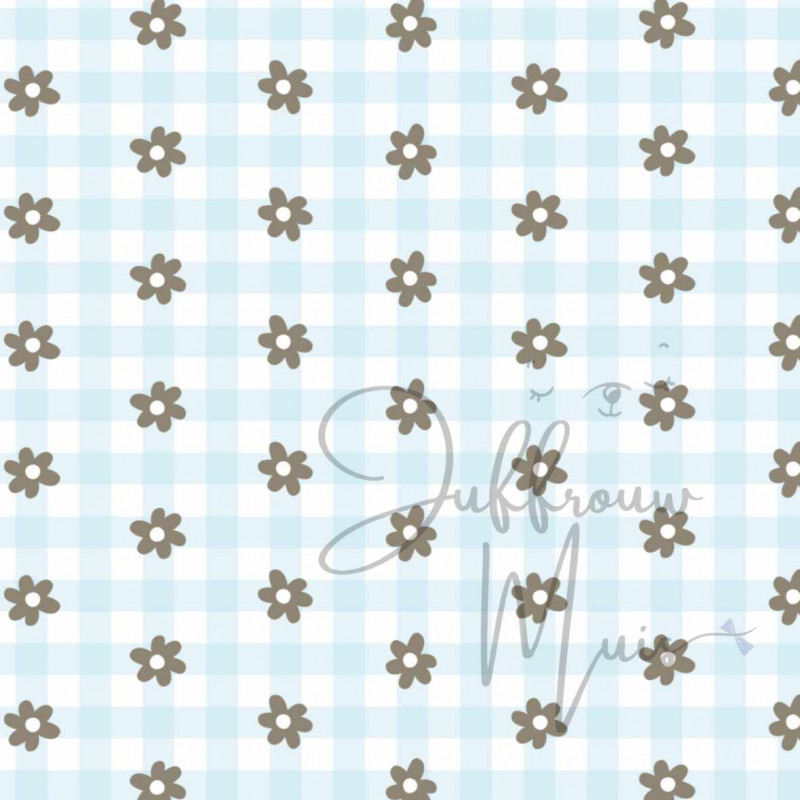 A4 papier (boerderij ruitje bloem - babyblauw)