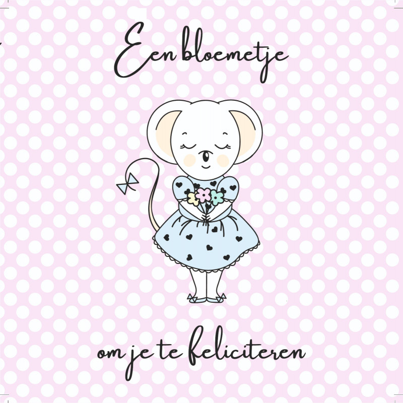 Kaartje Juffrouw Muis (een bloemetje om je te feliciteren)