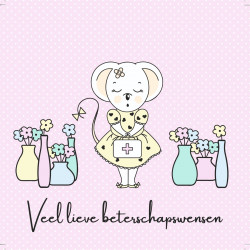 Kaartje Juffrouw Muis (veel lieve beterschapswensen)