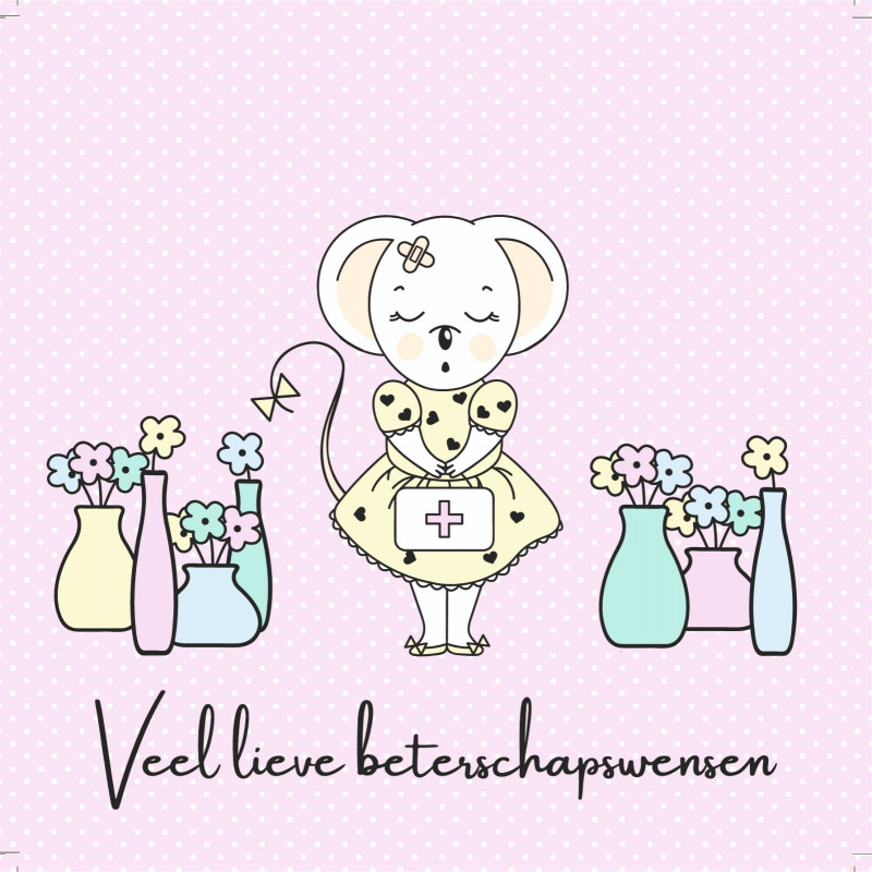 Kaartje Juffrouw Muis (veel lieve beterschapswensen)