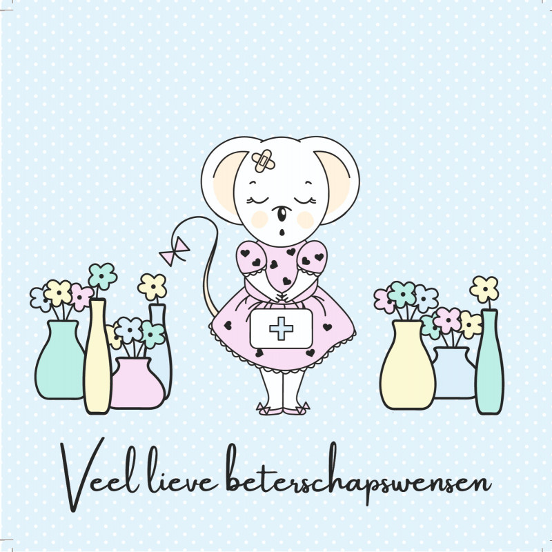 Kaartje Juffrouw Muis (veel lieve beterschapswensen)
