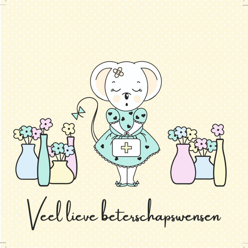 Kaartje Juffrouw Muis (veel lieve beterschapswensen)