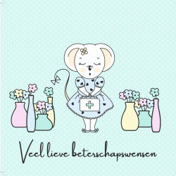 Kaartje Juffrouw Muis (veel lieve beterschapswensen)
