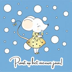 Kaartje Juffrouw Muis Nieuwjaar (proost op het nieuwe jaar)